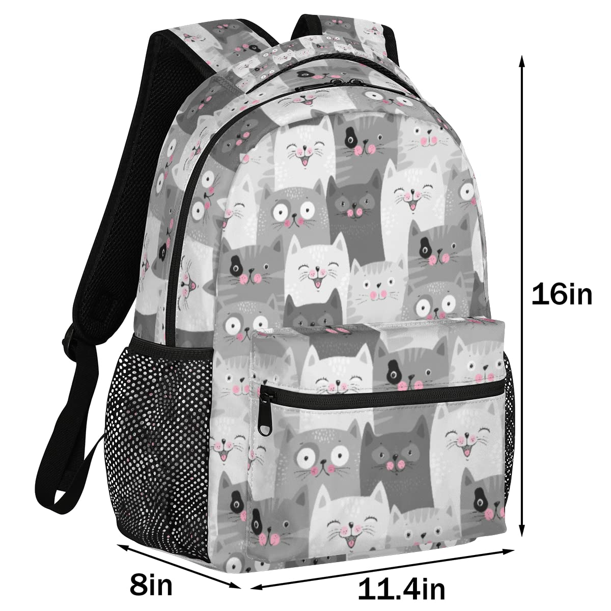 Cat Backpack for Boys Girls, Cute Animal Cats Kids School Backpacks Laptop Backpack Water Resistant Casual Hiking Camping Travel Daypack Lightweight Bookbag for Student with Adjustable Buckles