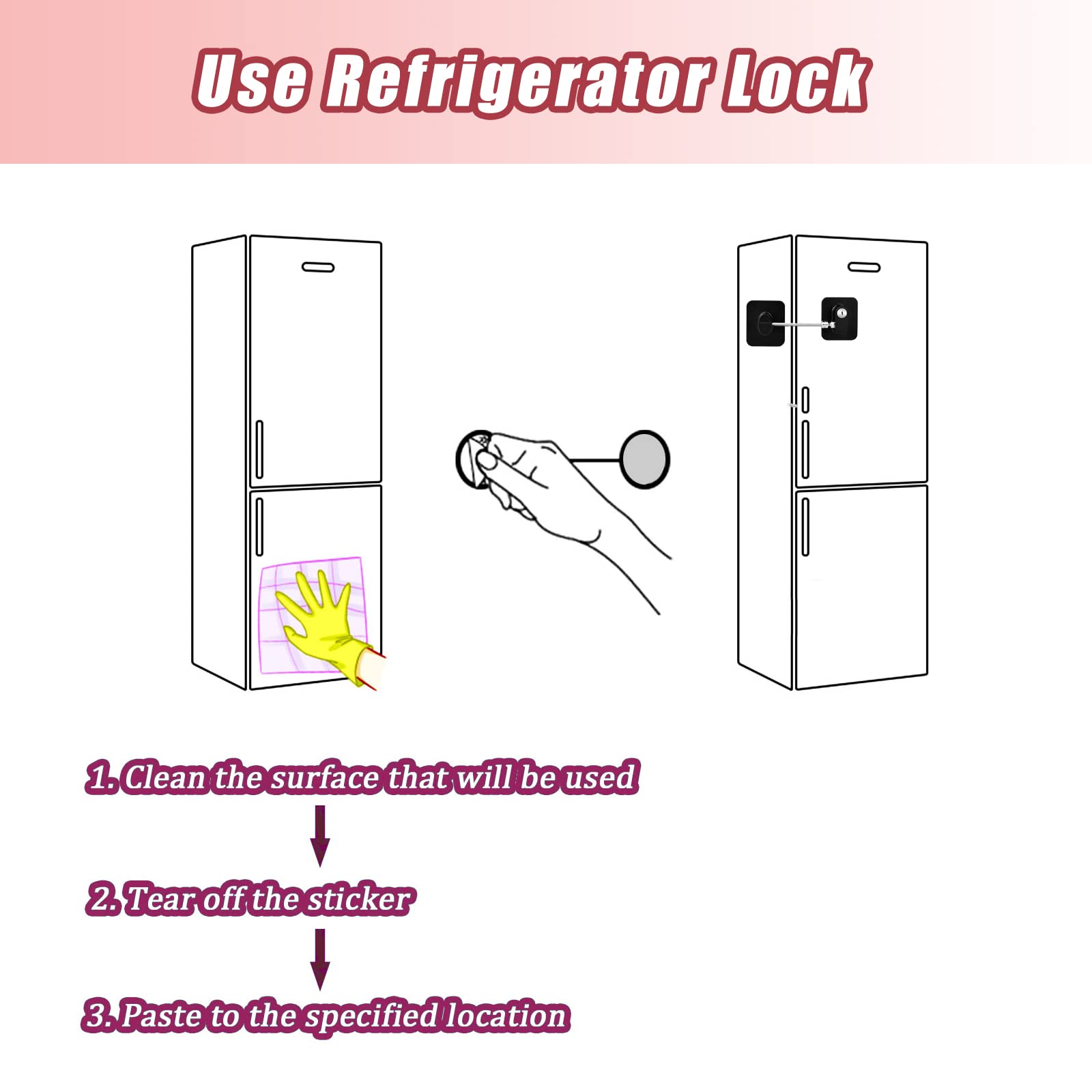 2 Pcs Refrigerator Lock, Fridge Locks for Kids, Cabinet Locks with Keys, Mini Fridge Locks for Kids, Used in Refrigerator Door, Cabinets, Drawers, Toilet Seat (Black Square-2 Pack)