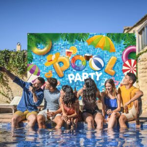 Summer Beach Party Decorations, Pool Banner Backdrop for Kids Summer Pool Party Decorations Supplies, 72x43 inch