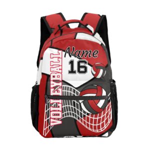 zaaprint customized volleyball white red black waterproof backpack with name for hiking camping picnic
