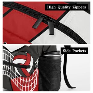 Zaaprint Customized Volleyball White Red Black Waterproof Backpack with Name for Hiking Camping Picnic