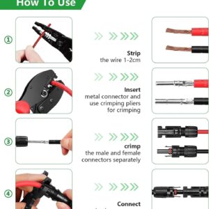 Oududianzi Solar Crimper Tool Kit for Solar Panel Cable Connectors 2.5/4.0/6.0mm², Including 1PCS Solar Crimper + 6 Pairs Solar connectors + 2PCS Spanner Wrench, Solar Wire Crimping Tool for PV Cable