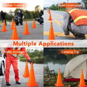 [2 Pack]28 Inch Collapsible Traffic Safety Cones - Parking Cones with Reflective Collars,Orange Safety Cones for Parking lot，Driveway, Driving Training etc.