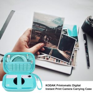 Elonbo Camera Carrying Case for KODAK Printomatic Digital Instant Print Camera, Portable Bluetooth Photo Printer Storage Holder Bag, ​Mesh Bag Fits Photo Paper,MicroSD Card,USB Cable, Green+Green