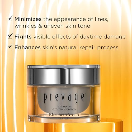 Elizabeth Arden PREVAGE Anti Aging Night Cream, Intensive Overnight Face Cream for Women, Helps Minimize Lines, Wrinkles, and Sun Damage, Works Overnight to Repair and Rejuvenate Skin, 1.7 oz Jar