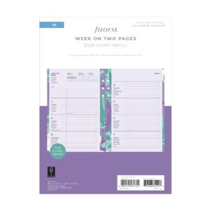 filofax a5 illustrated floral week on 2 pages 2024 diary pack