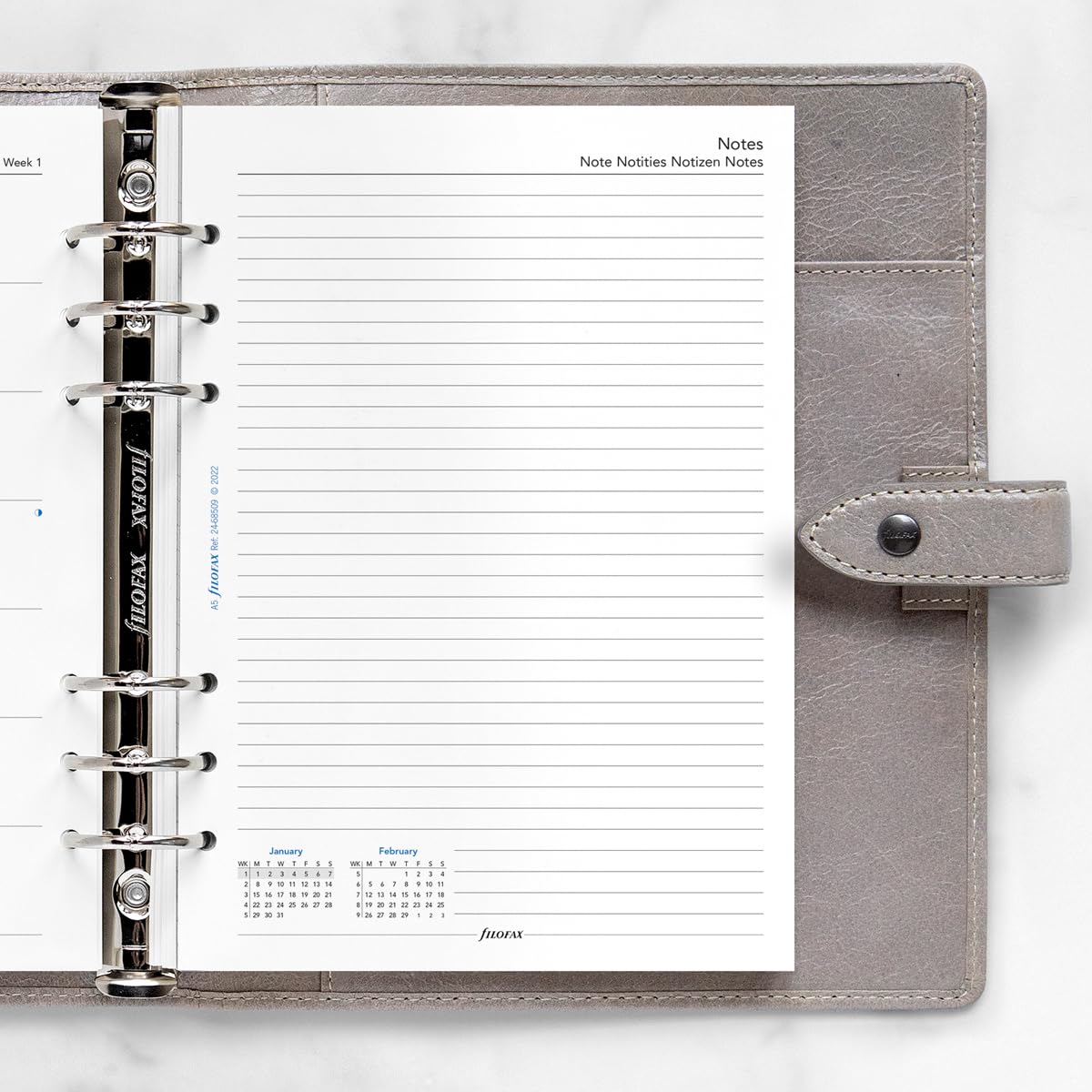 Filofax A5 week on one page with notes 2024 diary