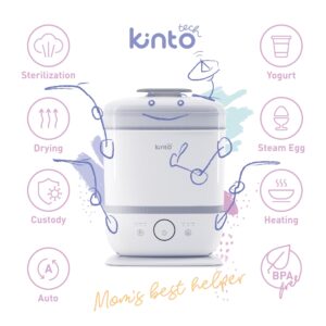 Kinto Tech Baby Bottle Sterilizer and Dryer - 7 in 1 Steam Cleaner and Washer for Baby Bottles Pacifiers Breast Pump