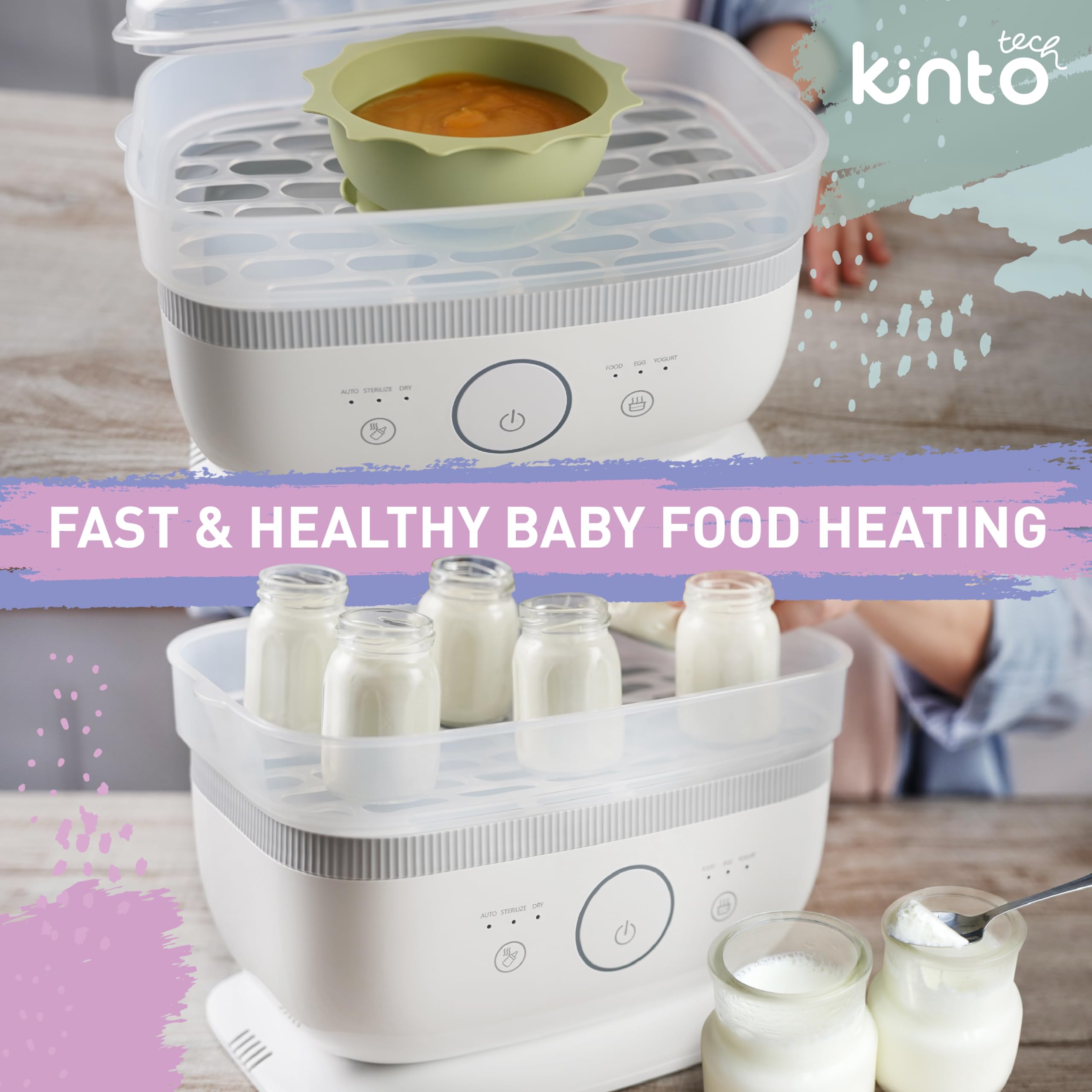 Kinto Tech Baby Bottle Sterilizer and Dryer - 7 in 1 Steam Cleaner and Washer for Baby Bottles Pacifiers Breast Pump