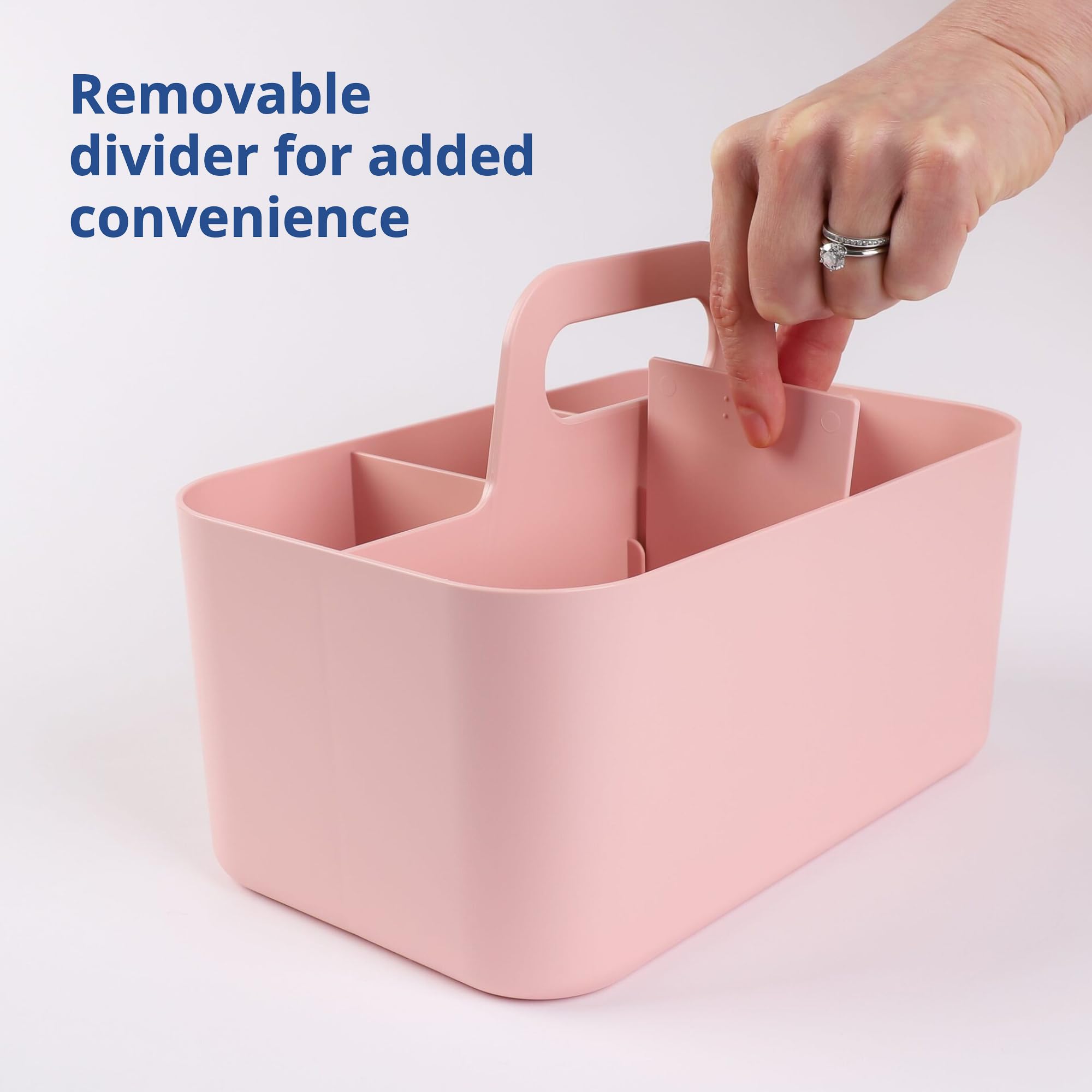 BLUE GINKGO Multipurpose Caddy Organizer - Stackable Plastic Caddy with Handle | Desk, Makeup, Dorm Caddy, Classroom Art Organizers (Made in Korea) - Pink