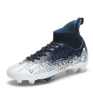 dhovor womens soccer cleats high-top youth football cleats athletics football shoes trainers outdoor and indoor soccer shoes blue