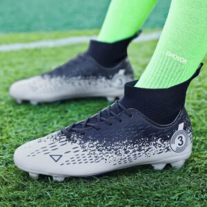 DHOVOR Womens Soccer Cleats High-Top Youth Football Cleats Athletics Football Shoes Trainers Outdoor and Indoor Soccer Shoes Blue