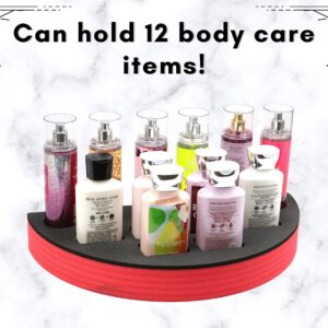 Polar Whale 2 Lotion and Body Spray Stand Organizer Half Circle Large Trays Red Black Durable Foam Washable Waterproof Insert for Home Bathroom Bedroom Office 16.5 x 8.5 x 2 Inches 12 Slots 2pc Pair