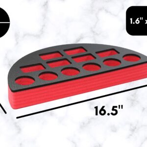Polar Whale 2 Lotion and Body Spray Stand Organizer Half Circle Large Trays Red Black Durable Foam Washable Waterproof Insert for Home Bathroom Bedroom Office 16.5 x 8.5 x 2 Inches 12 Slots 2pc Pair