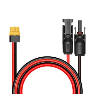 10 awg xt60 female to solar connector cable, xt60 extension cable silicone wire for lipo battery pack, portable power station & solar generator (50 ft)