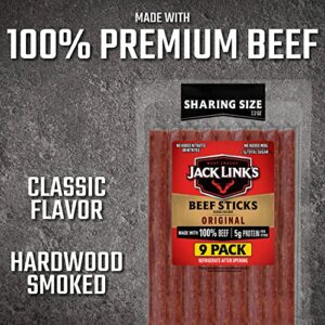 Jack Link's Beef Sticks, Original – Protein Snack, Meat Stick, Made with 100% Beef, No Added MSG** – 7.2 Oz.