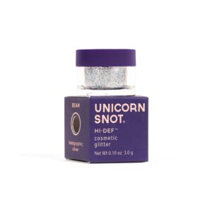 unicorn snot body glitter -long-lasting, holographic hi-def cosmetic glitter for face, lip & body- glitter lip gloss, metallic eyeshadow makeup - iridescent glitter,finely milled sparkle, silver(kiss)