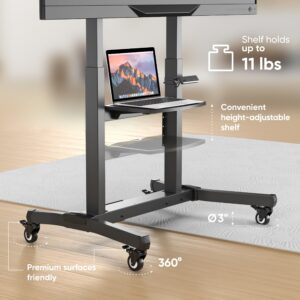 ONKRON Motorized TV Stand 50-100 Inch TVs up to 265 lbs, Height Adjustable TV Stand Portable with TV Motorized Lift VESA 1000x600, Tilting TV Stand on Wheels/Mobile TV Cart Rolling TV Stand Black