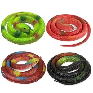 rubber snakes to keep birds away - realistic fake rubber snakes for garden props to scare birds, squirrels, mice and pranks (4 pieces)
