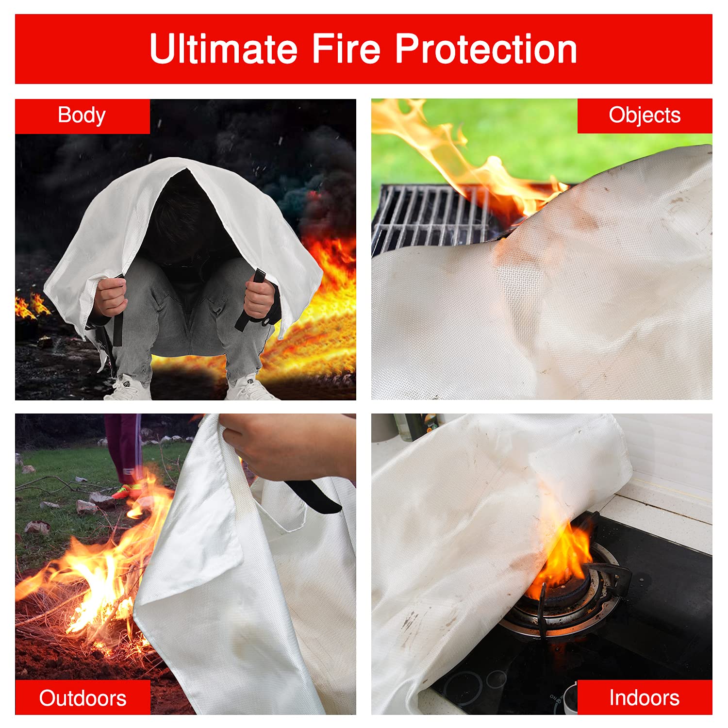 Mart Cobra Fire Blanket for Home Safety x4 Emergency Fire Blanket for Kitchen Fiberglass Fire Blankets Fireproof Blanket House Fire Safety Flame Retardant Fabric Home Safety Tarp Grease Spray