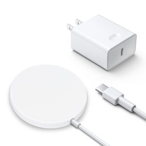 magnetic wireless charger compatible with magsafe charger, for iphone wireless charger with 20w pd usb c charger for iphone 15/15 pro/15 plus/15 promax/ 14/14 pro/14 pro max/ 13 (white 1 pack)