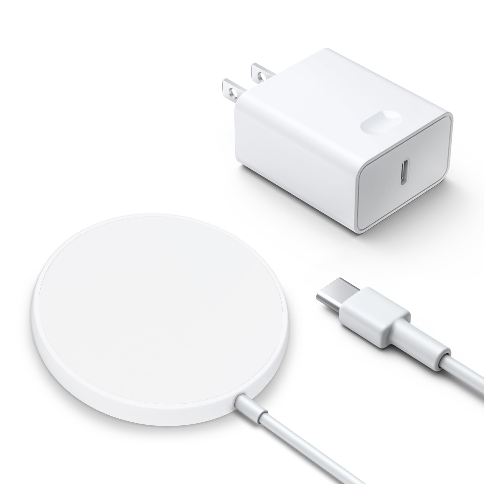 Magnetic Wireless Charger Compatible with MagSafe Charger, for iPhone Wireless Charger with 20W PD USB C Charger for iPhone 15/15 pro/15 plus/15 promax/ 14/14 pro/14 pro max/ 13 (White 1 Pack)