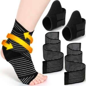 junkin 2 pairs kid's ankle support brace elastic ankle compression sleeve neoprene ankle wraps adjustable sports foot brace protector breathable calf ligament compression bandage