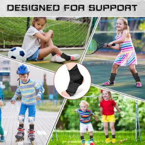 Junkin 2 Pairs Kid's Ankle Support Brace Elastic Ankle Compression Sleeve Neoprene Ankle Wraps Adjustable Sports Foot Brace Protector Breathable Calf Ligament Compression Bandage