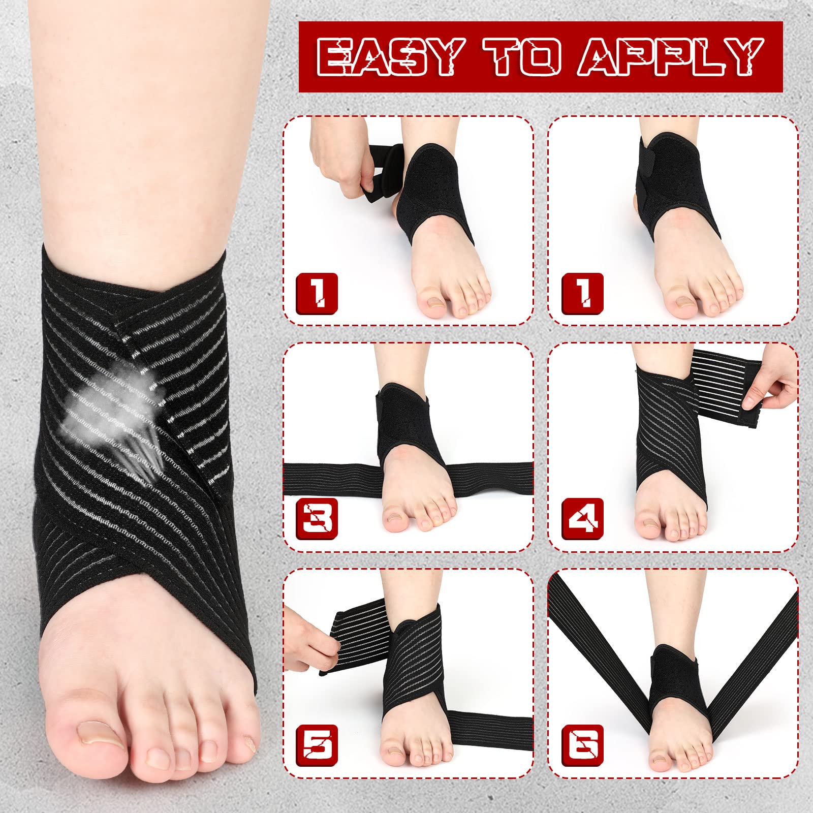 Junkin 2 Pairs Kid's Ankle Support Brace Elastic Ankle Compression Sleeve Neoprene Ankle Wraps Adjustable Sports Foot Brace Protector Breathable Calf Ligament Compression Bandage