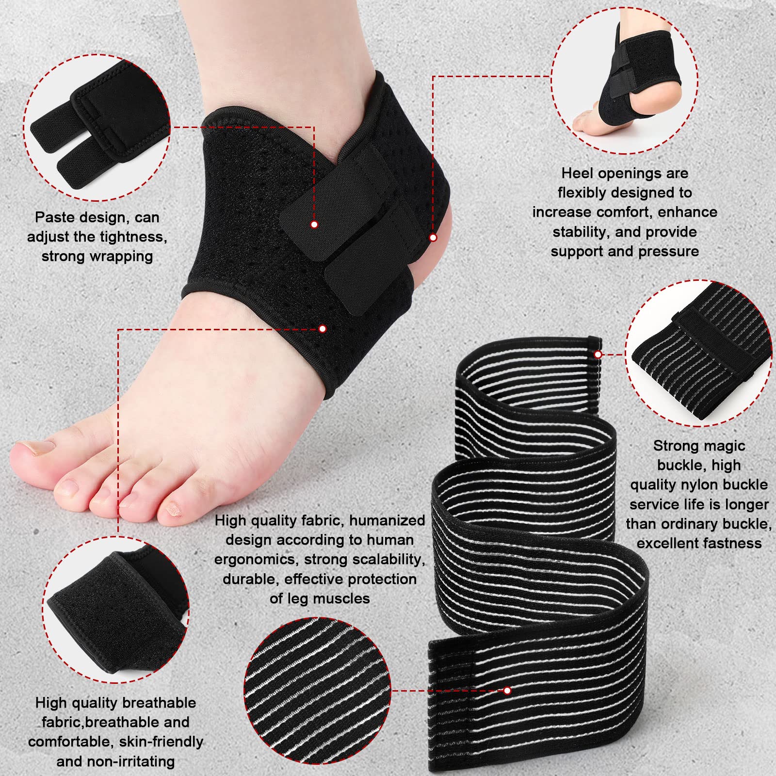 Junkin 2 Pairs Kid's Ankle Support Brace Elastic Ankle Compression Sleeve Neoprene Ankle Wraps Adjustable Sports Foot Brace Protector Breathable Calf Ligament Compression Bandage