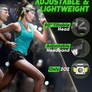 Rechargeable Headlamp 2 Pack, 1200 Lumens Motion Sensor Head Lamp with Red Light, 8 Modes Super Bright LED Headlight, WaterProof Head Flashlight for Outdoor Camping Hiking Running Fishing Hunting