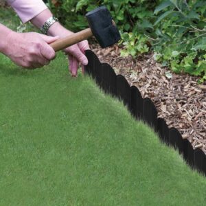 20PCS Garden Edging Border No Dig Landscape Edging Lawn Garden Fence Edgings Decorative Landscape Border 20Ft Landscaping Edging with 20 Stakes for Lawn Garden Flower Bed,The Yard,Lawn Edging（Black