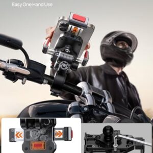 JOYROOM Aluminum Alloy Motorcycle Phone Mount with Vibration Dampener, Motorcycle Phone Holder for Motorcycle Harley Bike Bicycle Scooter ATV/UTV, Compatible with iPhone, Samsung, All Cell Phones