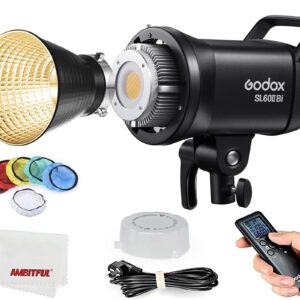 Godox SL60IIBi SL60II-Bi LED Video Lights,2800K-6500K,CRI96 + TLCI97 +,Builtin 11 FX Effects,Ultra Silent Fan for Newborn Photography,Portrait,Interview Lighting,Video Filming.