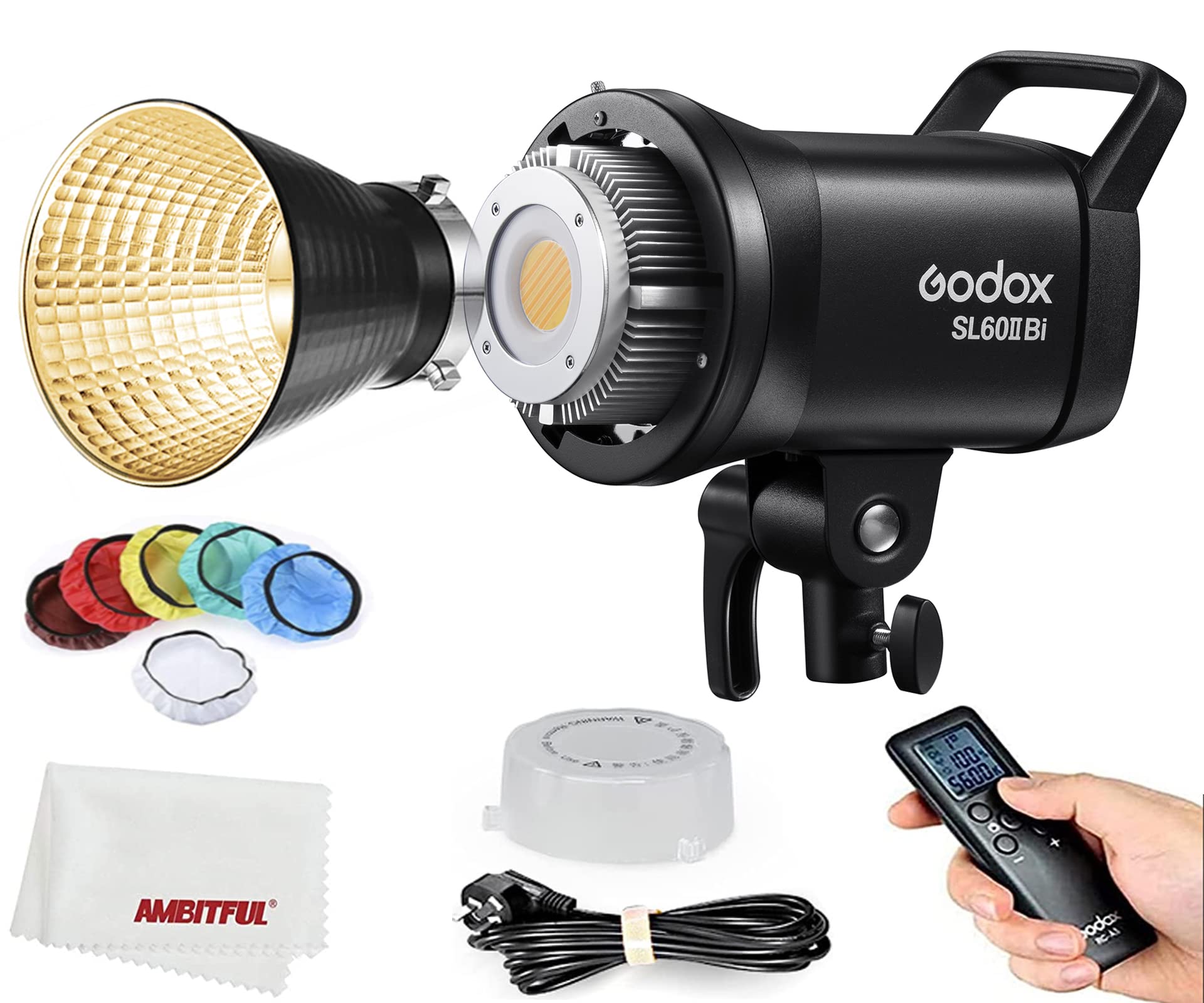 Godox SL60IIBi SL60II-Bi LED Video Lights,2800K-6500K,CRI96 + TLCI97 +,Builtin 11 FX Effects,Ultra Silent Fan for Newborn Photography,Portrait,Interview Lighting,Video Filming.