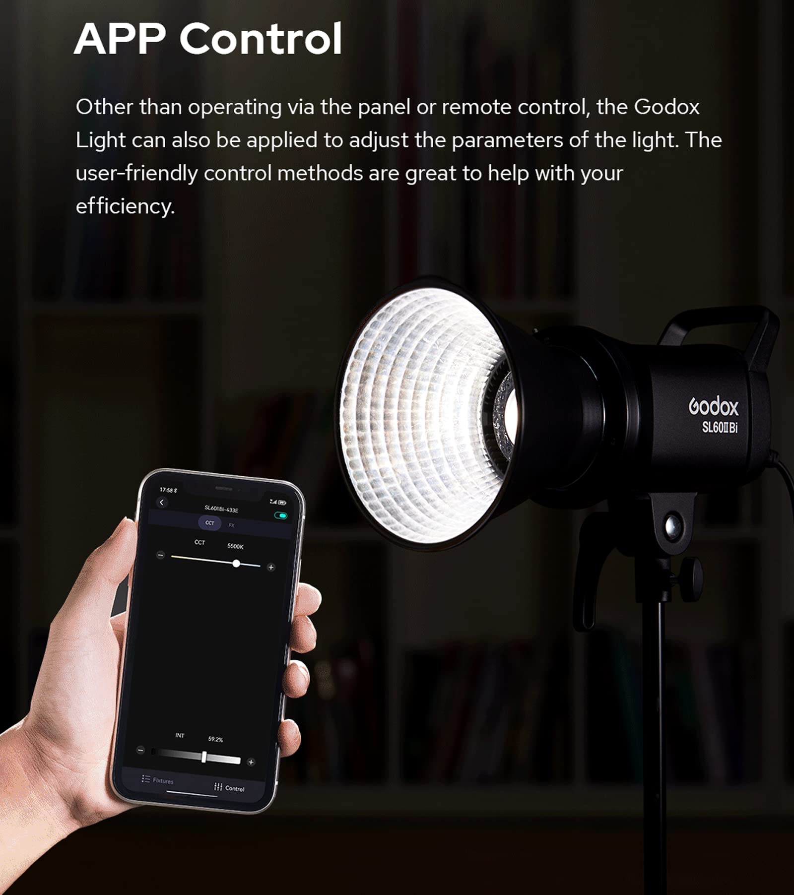 Godox SL60IIBi SL60II-Bi LED Video Lights,2800K-6500K,CRI96 + TLCI97 +,Builtin 11 FX Effects,Ultra Silent Fan for Newborn Photography,Portrait,Interview Lighting,Video Filming.