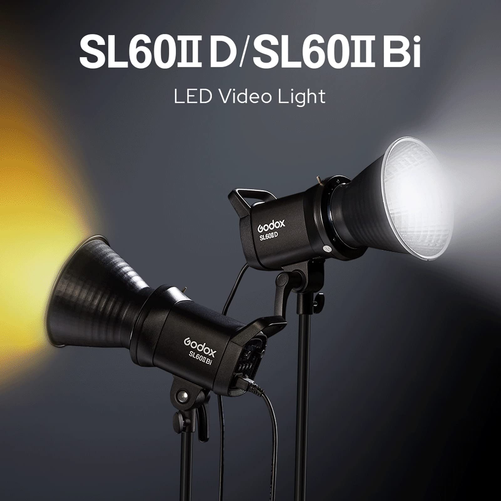 Godox SL60IIBi SL60II-Bi LED Video Lights,2800K-6500K,CRI96 + TLCI97 +,Builtin 11 FX Effects,Ultra Silent Fan for Newborn Photography,Portrait,Interview Lighting,Video Filming.