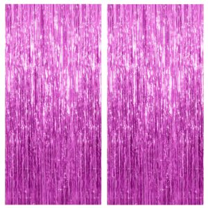 2 pack hot pink backdrop curtain party streamers hot pink birthday decorations foil fringe photo backdrop party supplies fiesta grad party decorations theme party decor