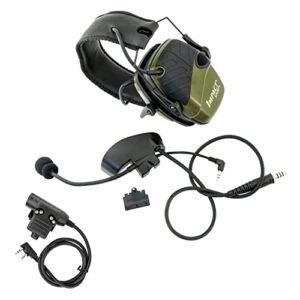 TSVISIONCORE Microphone & PTT for Howard Leight Impact Sports Noise Cancelling Headphones Airsoft (Black)