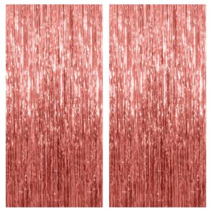 2 pack rose gold backdrop birthday decorations foil curtain backdrop bachelorette party decorations rose gold party decor party streamers groovy birthday decorations party backdrop