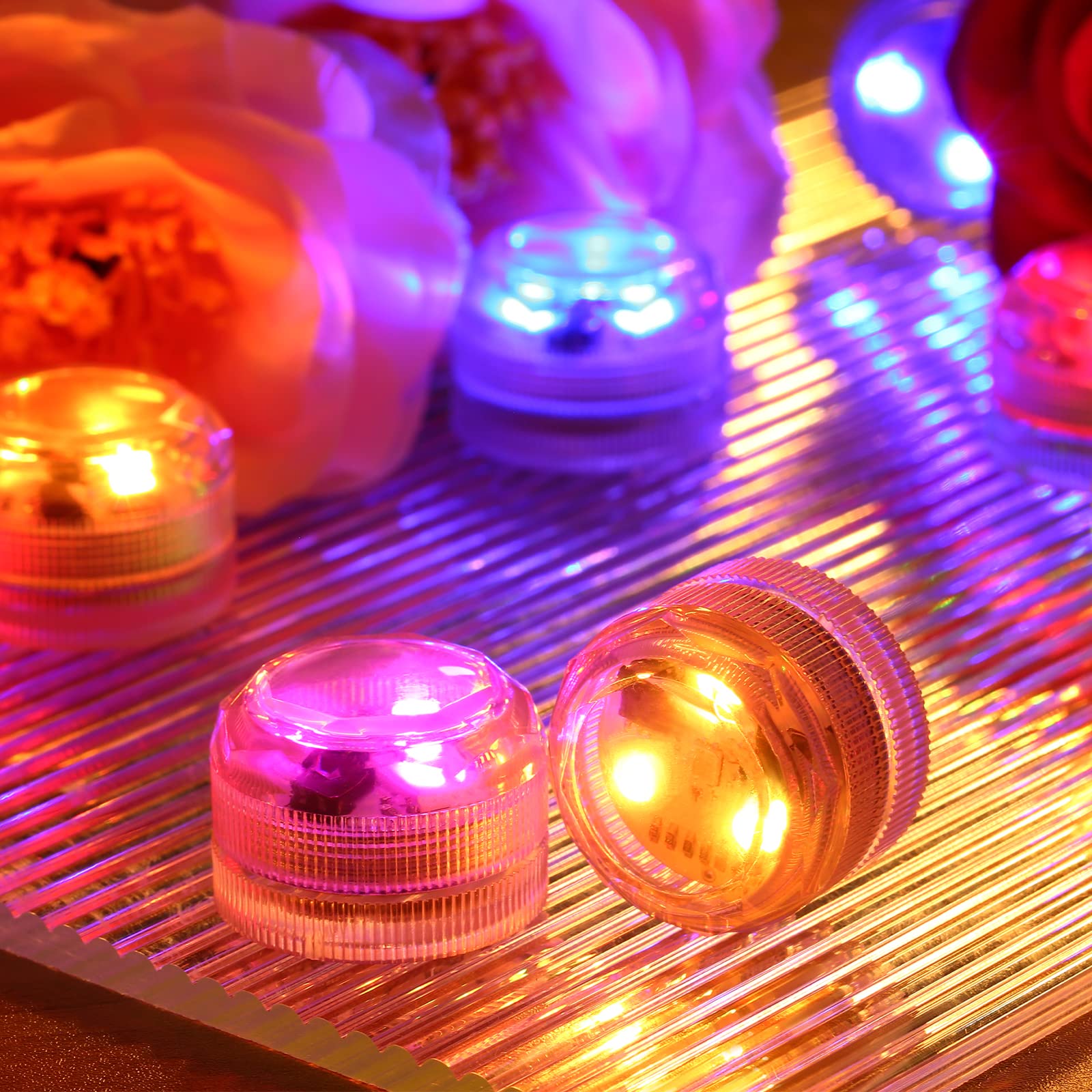 Mini Submersible LED Lights, Waterproof LED Tea Lights Candle with Remote Battery Operated,RGB Color Changing for Vase Home Party Wedding Table Centerpieces