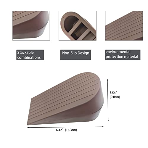 Big Rubber Door Stoppers 2 Packs Heavy Duty Wedge Door Stop for All Floors 1.9 Inches Non-Scratching Doorstops Special for Home Office School Hotel Heavy Door (Brown)