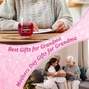 Modwnfy Grandma Gifts, Promoted from Dog Grandma to Human Grandma Stemless Wine Glass, Mothers Day Gifts Birthday Grandma Christmas Gifts for Grandma New Grandma Future Grandma First Time Grandma 17Oz