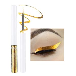 mysense chameleon liquid glitter eyeliner, metallic satin eyeliner liquid liner multi-reflective sparkle finish, smudge-proof long-lasting glitter eye shadow makeup, 01 gold