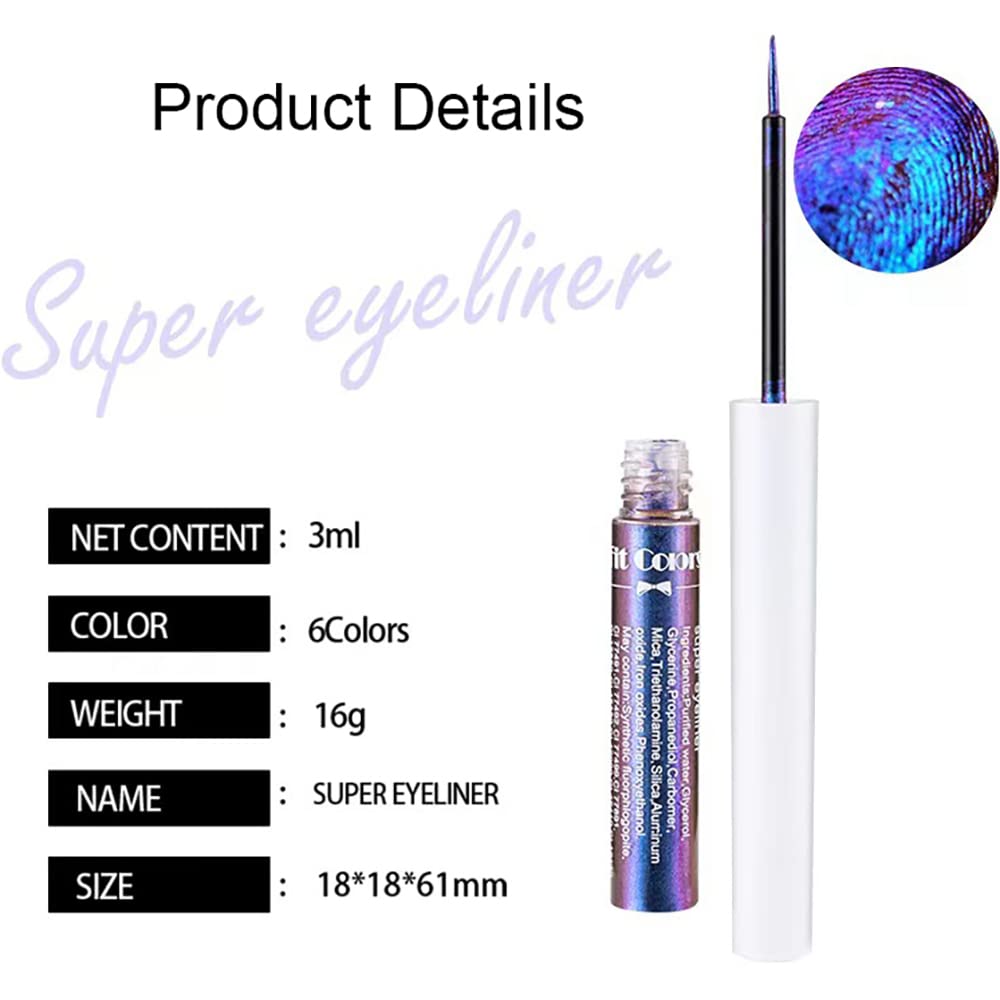 Mysense Chameleon Liquid Glitter Eyeliner, Metallic Satin Eyeliner Liquid Liner Multi-Reflective Sparkle Finish, Smudge-proof Long-lasting Glitter Eye Shadow Makeup, 01 Gold