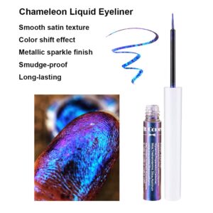 Mysense Chameleon Liquid Glitter Eyeliner, Metallic Satin Eyeliner Liquid Liner Multi-Reflective Sparkle Finish, Smudge-proof Long-lasting Glitter Eye Shadow Makeup, 01 Gold