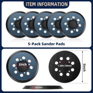 5 Pack Replacement Sanding Pads for Dewalt 5 inch 8 Hole Hook and Loop DWE64233 & N329079 Orbital Sander Backing Pad Replacement Parts Compatible with DWE6421-B2 DWE6421-B3 DWE6423/6423K DWE6421/6421K