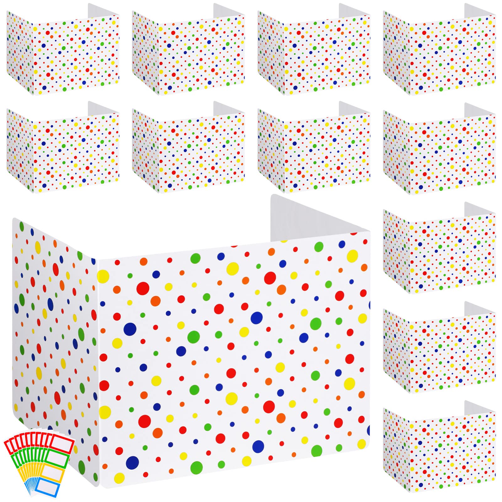 Teling Large School Privacy Boards for Student Desks Polk Dot Students Classroom Privacy Folder Study Carrel Reduces Distractions Privacy Boards for Student Desks Test Dividers 45x13.5 Inch (24 Pcs)