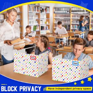 Teling Large School Privacy Boards for Student Desks Polk Dot Students Classroom Privacy Folder Study Carrel Reduces Distractions Privacy Boards for Student Desks Test Dividers 45x13.5 Inch (24 Pcs)