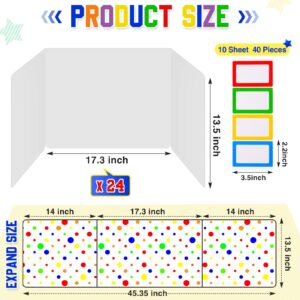 Teling Large School Privacy Boards for Student Desks Polk Dot Students Classroom Privacy Folder Study Carrel Reduces Distractions Privacy Boards for Student Desks Test Dividers 45x13.5 Inch (24 Pcs)